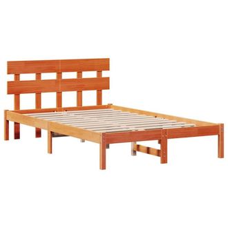 Berkfield Home Bed Frame with Headboard Wax Brown 120x190 cm Solid Wood Pine