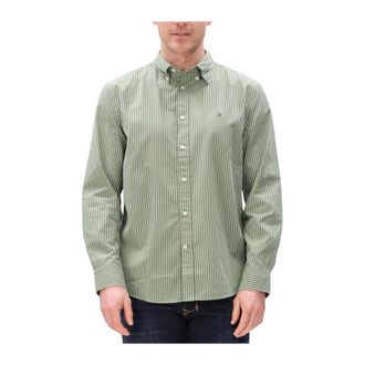 Tommy Hilfiger Core Hairline Poplin RF Shirt - Heren - Casual Overhemden - Groen - 2XL - Katoen - Overhemden
