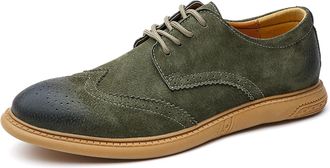 Generic Mens Retro Leather Oxford Dress Shoes - Wingtip Brogue Derby Shoes Round Toe Low Heel Lace-Up Design for Business Formal Casual Wear - Comfortable Sty