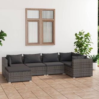 vidaXL 6 Pcs Garden Lounge Set Con Coj&iacute;n Mimbre Pe Gray
