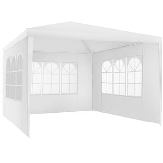TecTake Pabell&oacute;n 3x3m con 3 paneles laterales, resistente al agua y UV, blanco