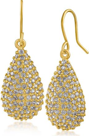 Kenneth Jay Lane Pav&eacute; Cubic Zirconia Teardrop Earrings in Clear/Gold at Nordstrom Rack