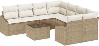 vidaXL Vidaxl - Garden Sofa Set with Cushion 9 pcs Beige, Cream 55 x 55 x 37 cm
