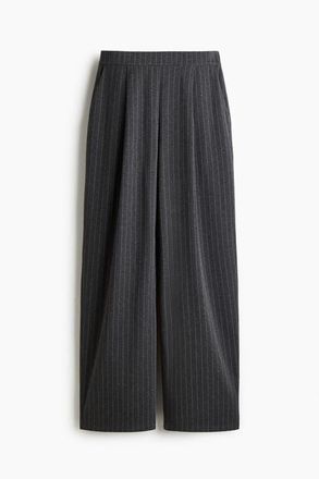 H&M Wide Trousers in Dark Gray Melange/pinstriped at Nordstrom, Size Xx-Small