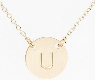 Nashelle 14k-Gold Fill Anchored Initial Disc Necklace in 14K Gold Fill U at Nordstrom