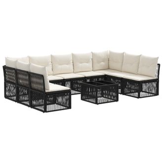 vidaXL Conjunto De Sof&aacute;s De Jard&iacute;n 10 Pcs Negro Rat&aacute;n Sint&eacute;tico Vidaxl