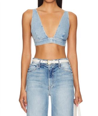 Mother Pre-Loved Tit For Tat Wash Denim Bralette In I Confess