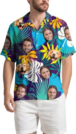 Generic Custom Hawaiian Shirt for Men, Personalised Face Shirt, Shiteshirts for Men, Funny Hawaiian Shirts, Button Down Short Sleeve