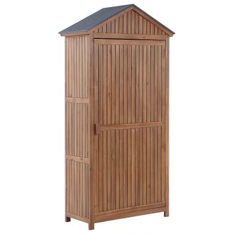 Beliani Cobertizo Para Herramientas De Jard&iacute;n De Madera De Acacia 200 X 100 Cm Armario De Almacenamiento Para Exterior Con Estantes Savoca