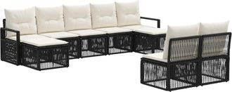 vidaXL Conjunto De Sof&aacute;s De Jard&iacute;n 9 Uds. Negro Rat&aacute;n Sint&eacute;tico Vidaxl