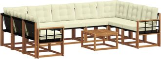vidaXL Conjunto De Sof&aacute;s De Exterior 10 Uds. Natural Y Crema Vidaxl