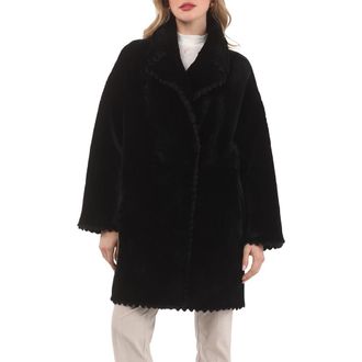 Gorski Reversible Genuine Shearling Jacket with Embroiderd Trim in Black/black at Nordstrom, Size X-Large