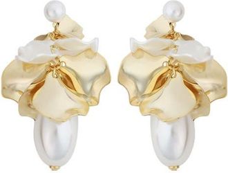 Panacea Petals Faux Pearl Drop Earrings in White at Nordstrom