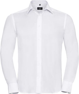 Russell Athletic Russell Collection Heren Ultimate Non-Iron Shirt met Lange Mouwen (Wit)