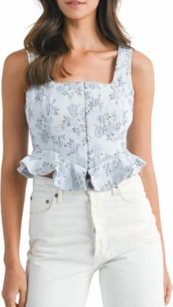 Veda Nova Floral Peplum Top In Blue
