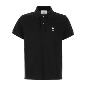 Ami Ami De Coeur Polo - male - Ami Paris - Polo Shirts - Black - S - Tops