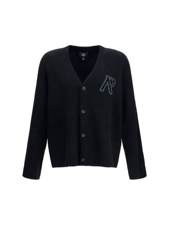 Represent Mens Cardigan Buttoned V-Neck Black Alpaca (vicugna Pacos) Sweater
