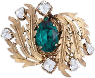 Dolce & Gabbana leaf-embellished brooch - men - Brass/glass - One Size - Gold
