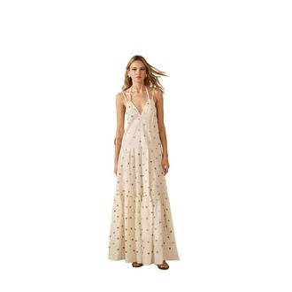 Souvenir Vestido con aplicaciones - Dames - Maxi kleedjes - Wit - M - Kleedjes