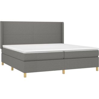 vidaXL Vidaxl - Cama Box Spring Con Colch&oacute;n Tela Gris Oscuro 200x200 Cm