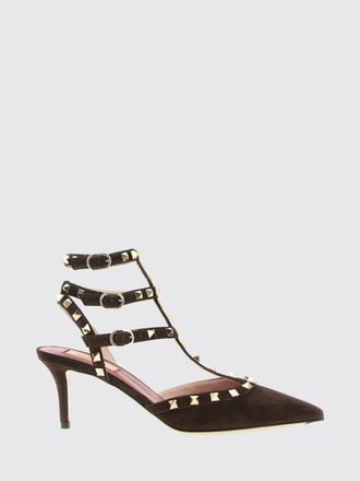 Valentino Garavani Rockstud Suede T-Strap Slingback Pumps with Studs