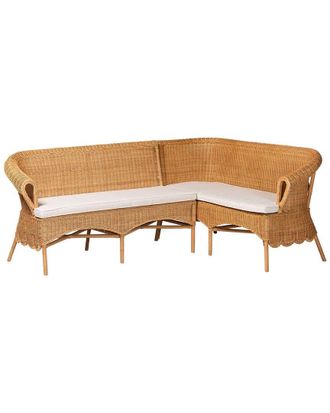 Baxton Studio Tamara Bohemian Rattan 2Pc Dining Nook Bench Set