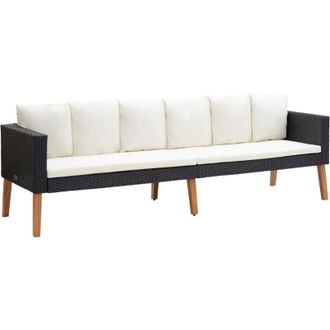 vidaXL Vidaxl - Divano da Giardino a 3 Posti con Cuscini in Polyrattan Nero