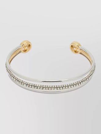 Tory Burch dual tone open cuff stone bracelet