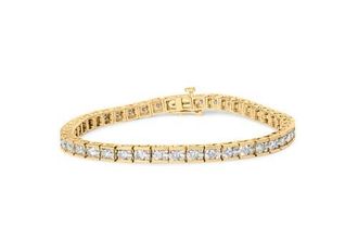House of Brilliance 10K Yellow Gold 4.00 Cttw Channel Set Round Diamond Tennis Bracelet at Nordstrom
