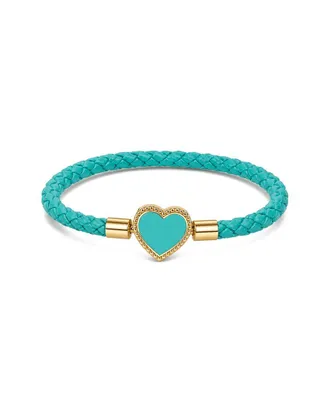 Jean Claude Leather & Stainless Steel Cz Bracelet