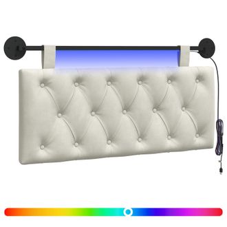 vidaXL Cabecero Colgante Con Luz Led Crema Terciopelo Vidaxl