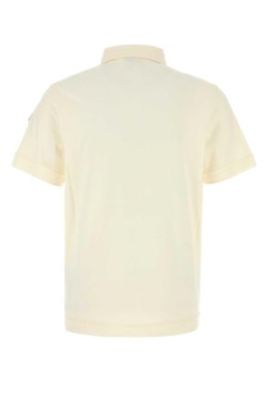 Moncler Mens Cream Stretch Piquet Polo Shirt 050 T-shirts And Polos