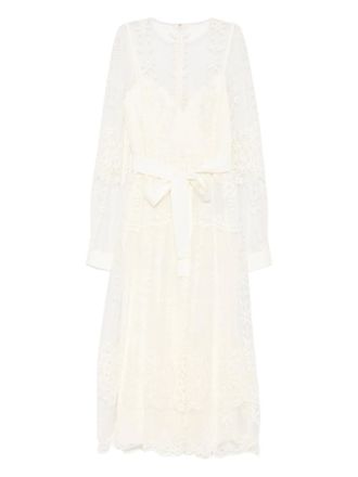 Elie Saab Midi-jurk met ceintuur - Wit