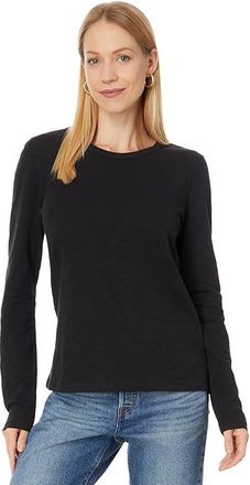 Lilla P Long Sleeve Crewneck Womens Clothing Black : XS, Cotton