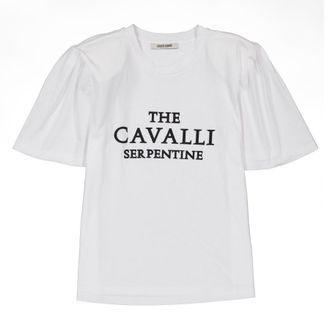 Roberto Cavalli White Logo T-Shirt, Size X-Small