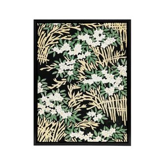 Artery8 Abstract Floral Forest Pattern Framed Canvas Wall Art Print Bijutsukai in Green | Size: W24 x H32