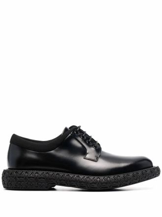 Ferragamo Mens Mark Leather Derby Shoes In Black