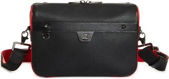Christian Louboutin Ruisbuddy Leather Crossbody Bag in Black/Loubi/Black at Nordstrom