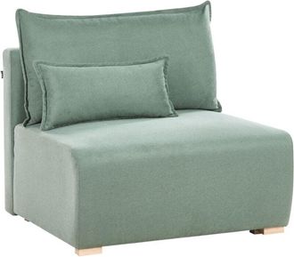 Beliani Sill&oacute;n Modular De Tela M&oacute;dulo 1 Asiento Respaldo Abatible Sill&oacute;n Cama Con Almacenaje Verde Claro Nerbo
