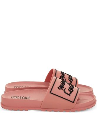 Versace Jeans Couture embossed slides - Pink