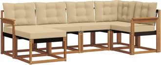 vidaXL Conjunto De Sof&aacute;s De Exterior 6 Uds. Natural Y Beige Vidaxl