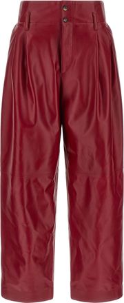 Alberta Ferretti Red Leather Womens Pants