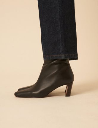 Nobody's Child Black Leather Ankle Boots