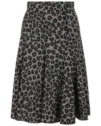 Versace Mixed Print Wool-Blend A-Line Skirt