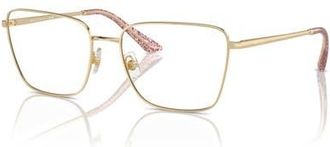 Jimmy Choo London 53mm Rectangle optical glasses in Gold/Pink at Nordstrom