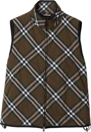 Burberry checked padded gilet - men - Polyester/Polyamide/Spandex/Elastane/Polyamide/Polyester - S - Green