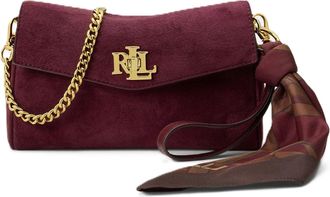 Ralph Lauren Gold Accent Rich Burgundy Suede Handbag