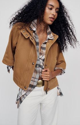 Pilcro Cropped Utility Cape Jacket