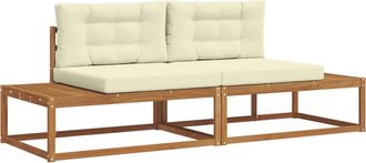 vidaXL Conjunto De Sof&aacute;s De Exterior Natural Y Crema Vidaxl