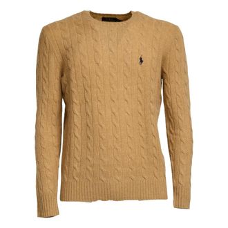 Polo Ralph Lauren Kabel Gebreide Trui - Heren - Ronde hals truien - Bruin - XL - Wol - Truien & Vesten